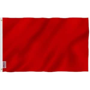 Fly Breeze 3 ft. x 5 ft. Polyester Solid Red Color Flag 2-Sided Flag Banner with Brass Grommets and Canvas Header