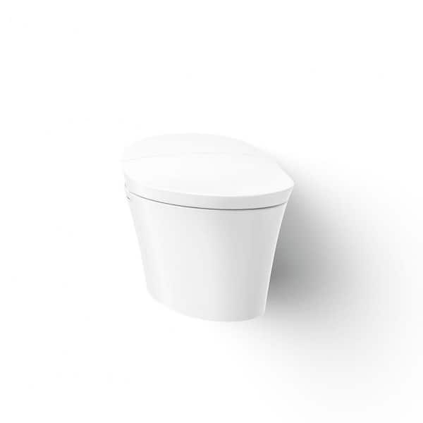 Veil Wall Hung 1-Piece 0.8 GPF Dual Flush Elongated Toilet in White Seat Included