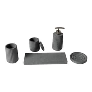 Amucolo 4-Piece Bathroom Accessories Set in Cement Grey Glem-CYW1-6692 -  The Home Depot