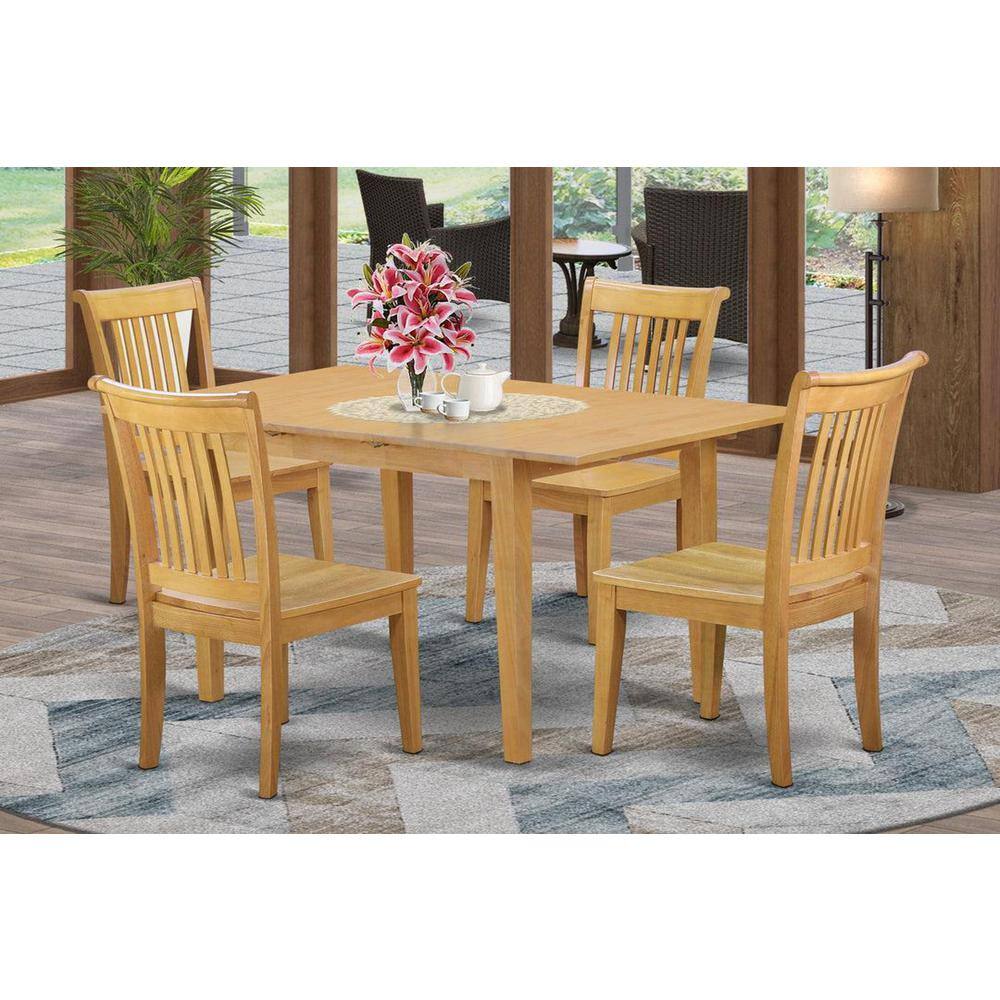 5-Piece Natural Oak Finish Solid Wood Top - Dining Room Set - Seats 4