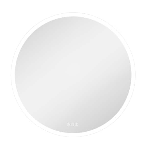48 in. W x 48 in. H Round Frameless LED Wall Bathroom Vanity Mirror, Tempered Glass
