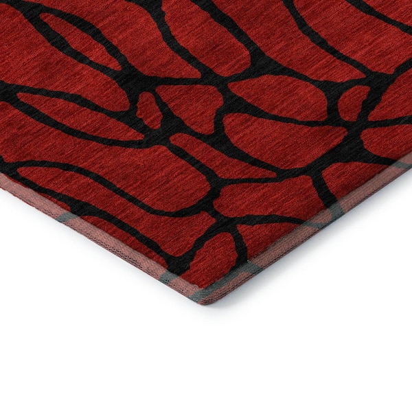 Mayfield Premium Machine Washable Abstract AMF1023 Red 8 ft. x 10 ft. Area Rug