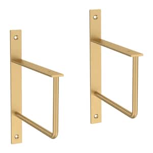 6 in. Painted Brushed Brass Steel U-Shaped Decorative Shelf Bracket (2-Pack)