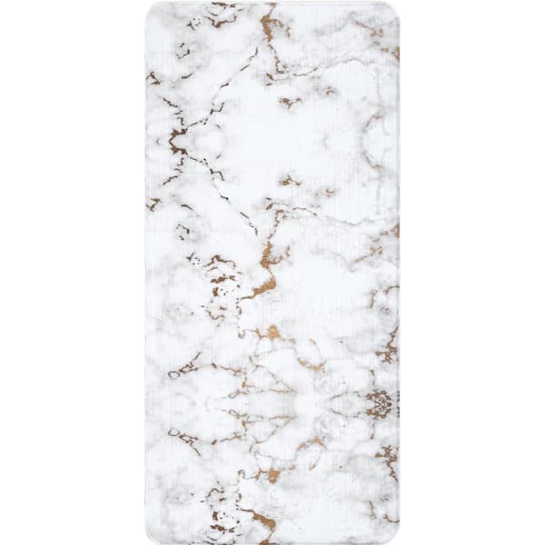 Modern Marble Beige 2 ft. x 4 ft. Anti Fatigue Kitchen or Laundry Room Area Rug Comfort Mat