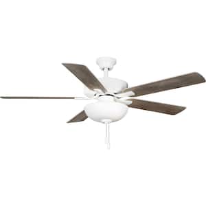 AirPro 52 in. Indoor White Transitional Ceiling Fan with 3000K Light Bulbs Included with Remote for Living Room