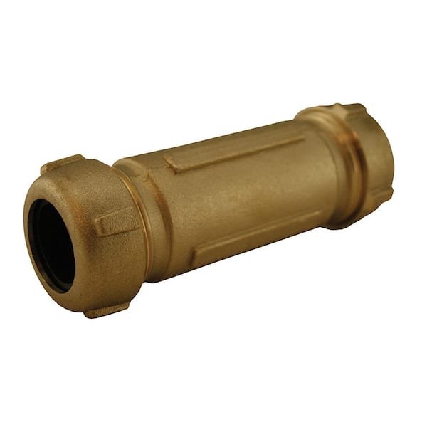 JONES STEPHENS 1-1/4 in. CTS or 1 in. IPS Bronze Coated Brass Compression Coupling (5 in. Length) for Pipe Repair