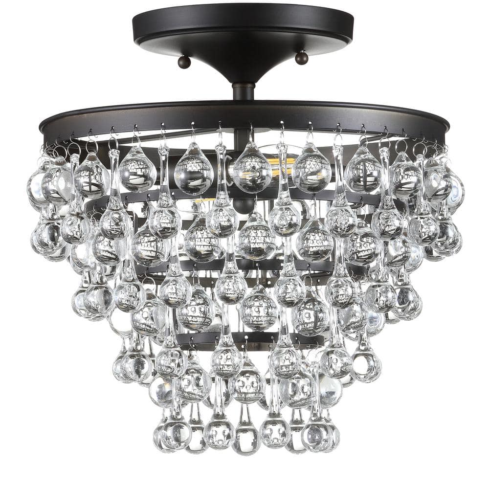 Toronto 13" Crystal and Bronze LED Flush Mount Chandelier