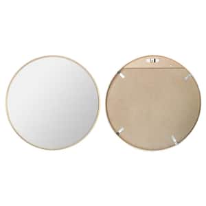 Modern Simple Style 24 in. W x 24 in. H Round Metal Framed Matte Gold Decorative Mirror
