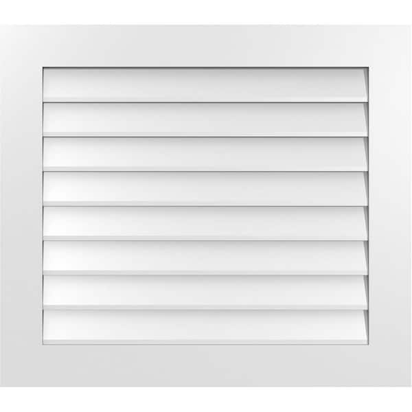 Ekena Millwork 34" x 30" Rectangular White PVC Paintable Gable Louver Vent Non-Functional