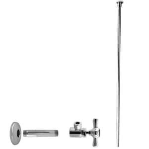 1/2 in. IPS x 3/8 in. OD x 20 in. Flat Head Supply Line Kit with Cross Handle Angle Shut Off Valve, Polished Chrome
