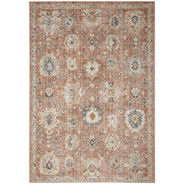 Oushak Home Rust 6 ft. x 9 ft. Floral Traditional Area Rug