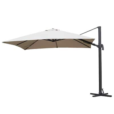 Free Pole Square 10 ft. x 10 ft. Aluminum Frame Patio Umbrella in Brown