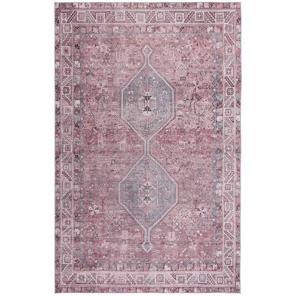 SAFAVIEH Tuscon Light Rust/Beige 9 ft. x 12 ft. Machine Washable Border Medallion Area Rug
