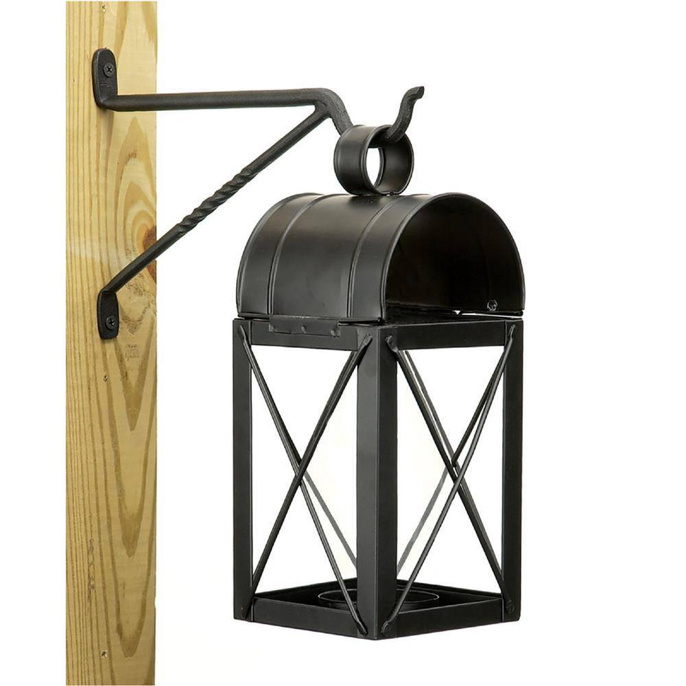 Black Wrought Iron Weather Resistant Lantern Wall Bracket