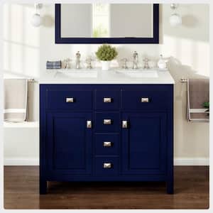Artemis 44 in. W X 22 in. D X 34 in. H Double Bath Vanity in Blue with Quartz Top with White Sinks