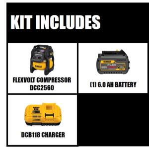 FLEXVOLT 2.5 Gal. 60V MAX Brushless Cordless Electric Air Compressor Kit with 2.0Ah Battery and Charger