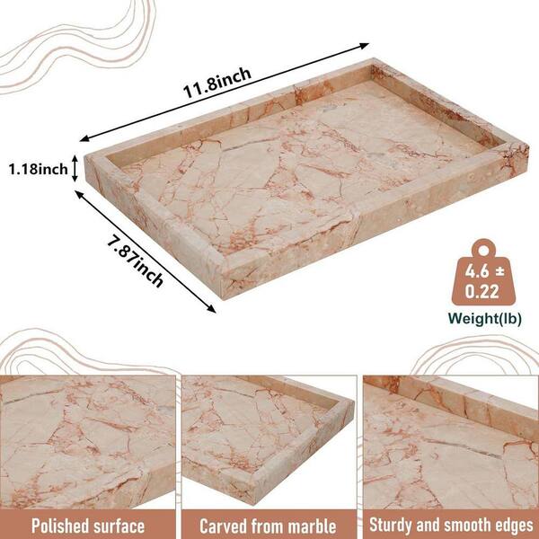 Natural Pink Marble Vanity Tray for Bathroom and Kitchen UMBHK9