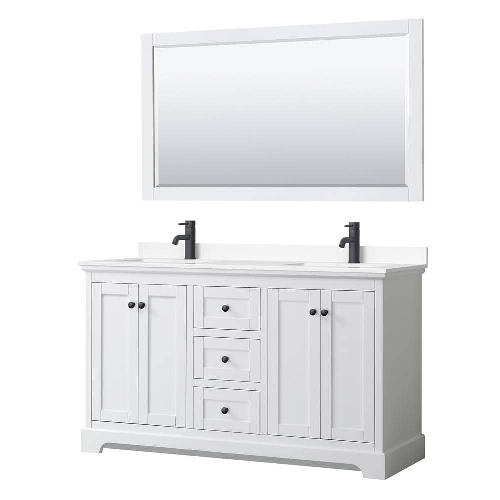 Avery 60 in. W x 22 in. D x 35 in. H Double Bath Vanity in White with White Cultured Marble Top and 58 in. Mirror price history on PriceWatchPro