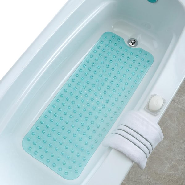 16 in. x 39 in. Extra Long Bath Mat in Translucent Aqua