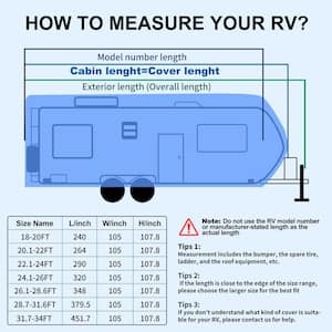 Travel Trailer RV Cover 500D Premium Oxford Fabric Camper Cover for 20 ft. - 22 ft. RVs UV and Windproof Camper Cover