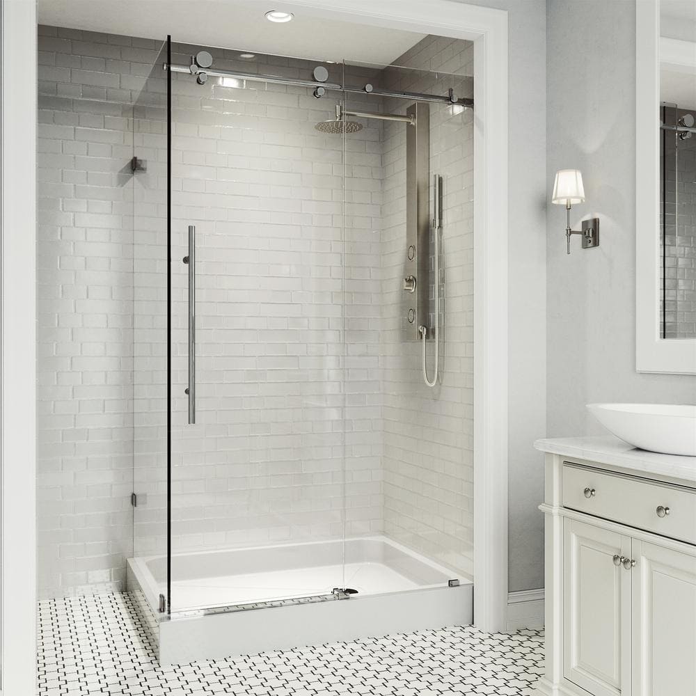 Elan E-Class 36'' D x 48'' W x 82'' H Frameless Chrome Shower Enclosure with Clear Glass