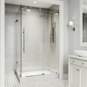 Elan E-Class 36 in. L x 48 in. W x 82 in. H Frameless Sliding Rectangle Shower Enclosure Kit in Chrome with Clear Glass