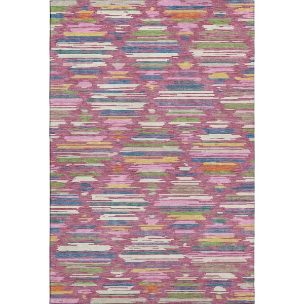 Mayfield Premium Machine Washable Abstract AMF2502 Blush 5 ft. x 7 ft. 6 in. Area Rug
