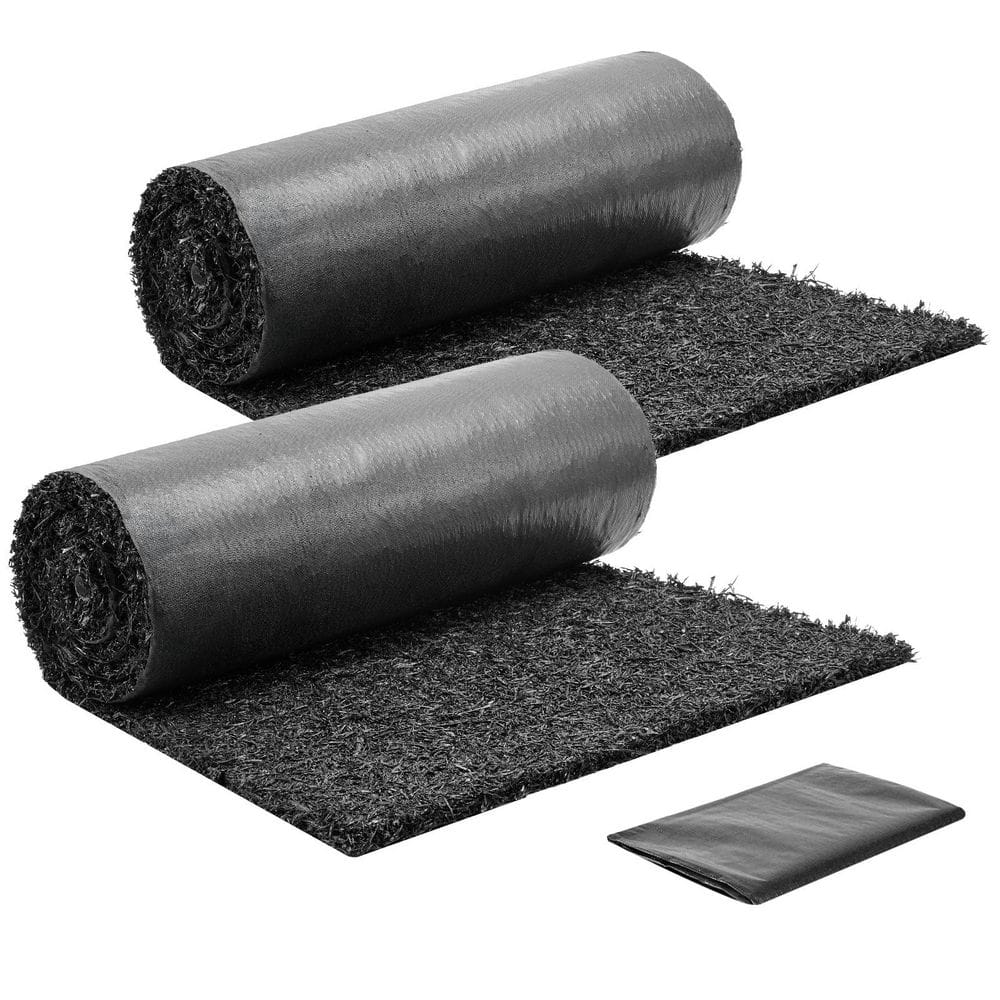 2 Rolls Rubber Mulch Mat, 96 x 24 in., 0.5 in. Thick Recycled Rubber, Cuttable Weed Barrier for Walkway Pathways price history on PriceWatchPro