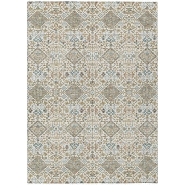 Chantille Machine Washable Indoor/Outdoor Abstract ACN2478 Ivory 5 ft. x 7 ft. 6 in. Area Rug