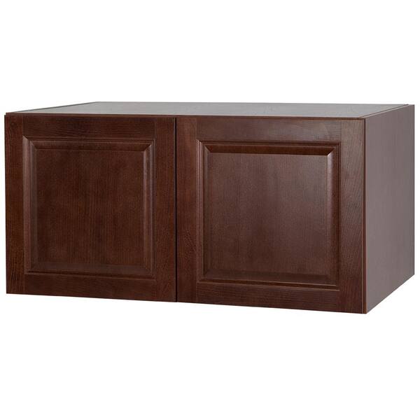 Hampton Bay Hampton Assembled 18x30x12 in. Wall Flex Kitchen Cabinet with Shelves and Dividers in Cognac Red