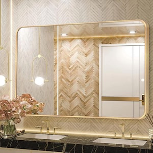 30 in. W x 48 in. H Gold Vanity Rectangle Wall Mirror Aluminum Alloy Frame Bathroom Mirror