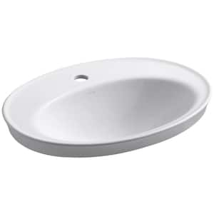 Serif 22-1/4 in. Drop-In Vitreous China Bathroom Sink in White with Overflow Drain