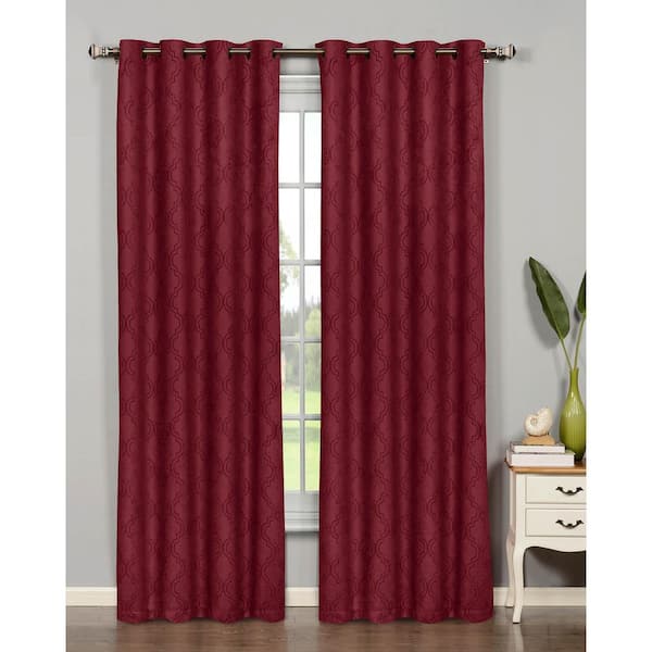 Bella Luna Brick Damask Grommet Room Darkening Curtain - 54 in. W x 84 in. L