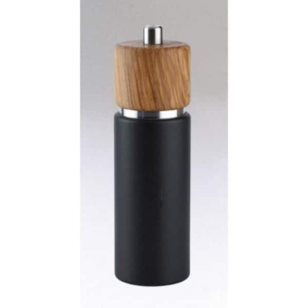 7 in., "Hannover" Matte black with Olive wood Pepper Mill