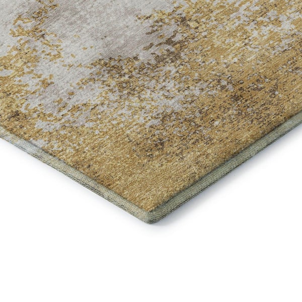 Mayfield Premium Machine Washable Abstract AMF1027 Gold 8 ft. x 10 ft. Area Rug
