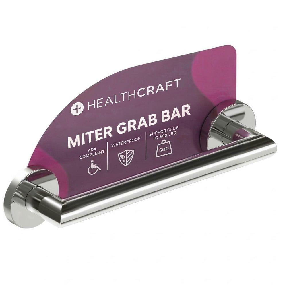 HEALTHCRAFT MITER 12 in. x 1.25 in. Grab Bar ADA Compliant for Bath and ...