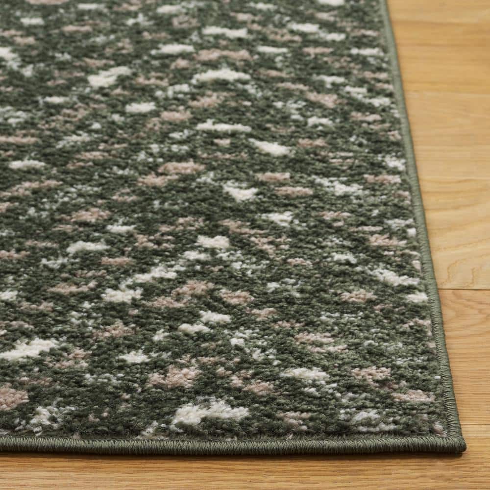 Ivory and Dark Green Rectangular Synthetic Area Rug, 3' x 5'