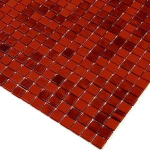 Skosh Glossy Rose Red 11.6 in. x 11.6 in. Glass Mosaic Wall and Floor Tile (18.69 sq. ft./case) (20-pack)