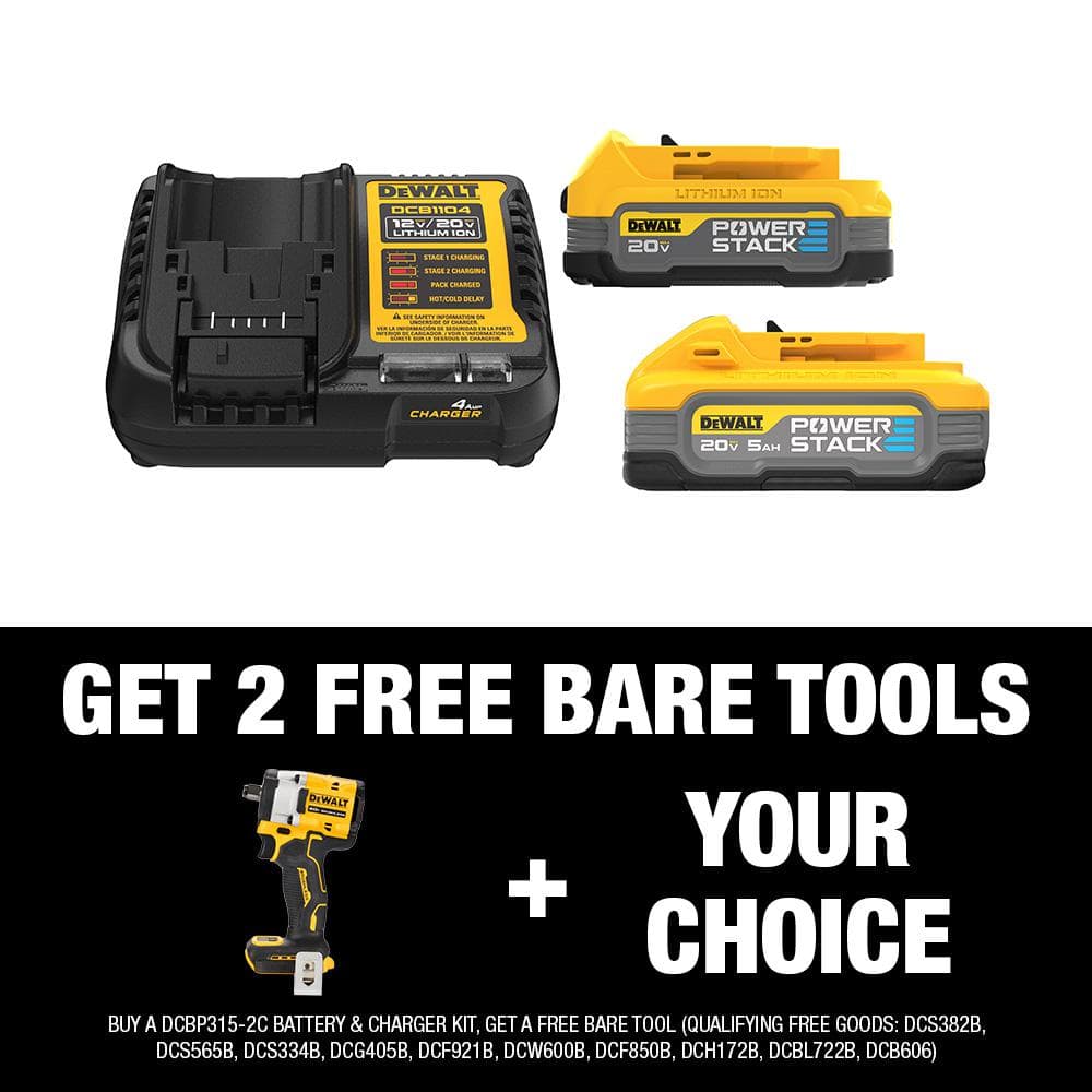 DEWALT ATOMIC 20V MAX Lithium-Ion Cordless Brushless 1/2 in. Variable Speed Impact Wrench with 5Ah & 1.7Ah Batteries & Charger -  DCF921BWP315-2C