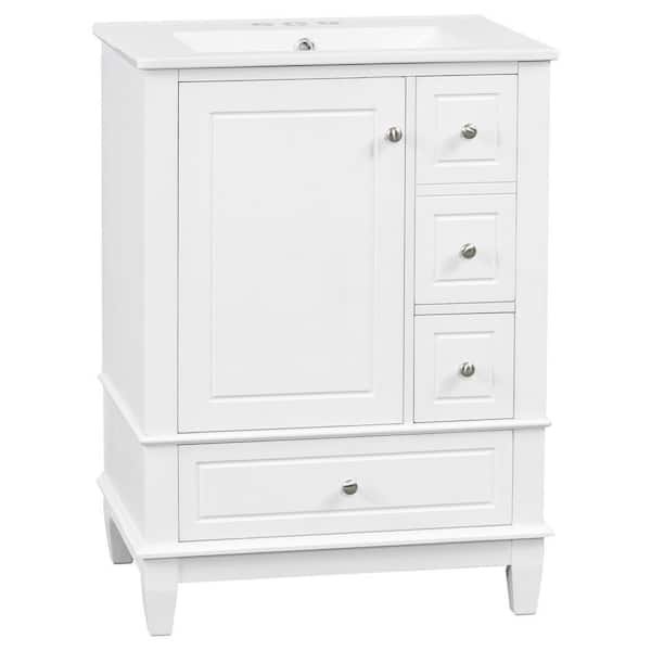 24 in. Bath Vanity Cabinet without Top in White Assembled