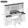 Harper & Bright Designs 2-Piece White Makeup Vanity Set with Mirror, LED Lights, Drawers, Glass Visual Desktop and Cushion Stool HZZ123AAK