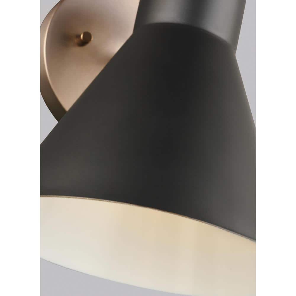Satin Brass and Black Steel Dimmable LED Wall Sconce