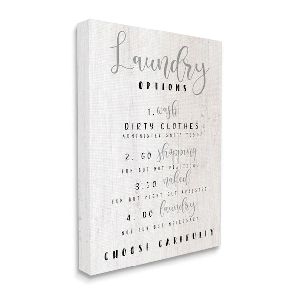 Stupell Industries "Laundry Option List Wash or Go Naked Humor" by Daphne Polselli Unframed Print Abstract Wall Art 24 in. x 30 in.