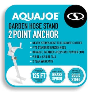 125 ft. Capacity Garden Hose Stand with Brass Faucet, White