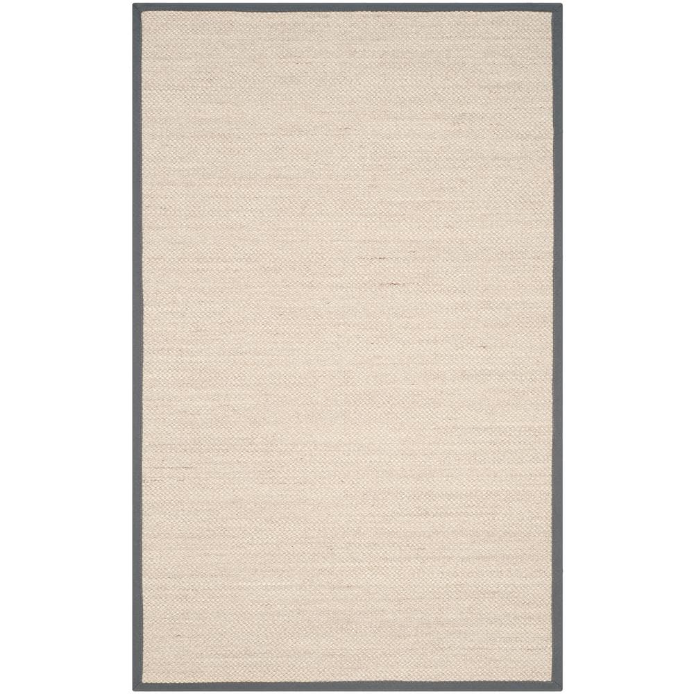 SAFAVIEH Natural Fiber Marble/Dark Gray 5 ft. x 8 ft. Border Area Rug