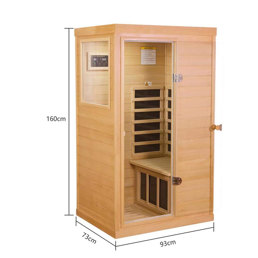 Single-Person Hemlock Wood Infrared Sauna with Carbon Heaters