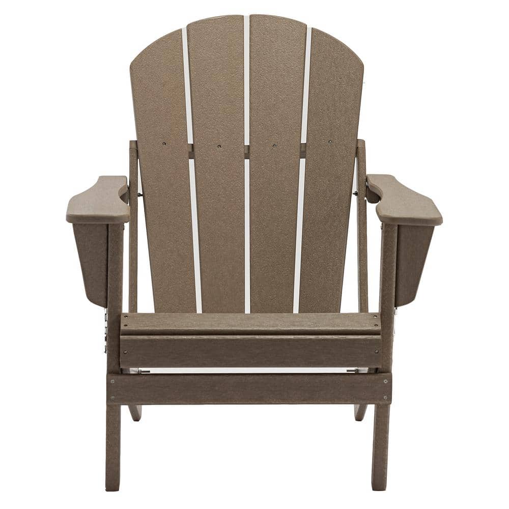 Classic Coffee Solid All-Weather Folding Plastic Adirondack Chair