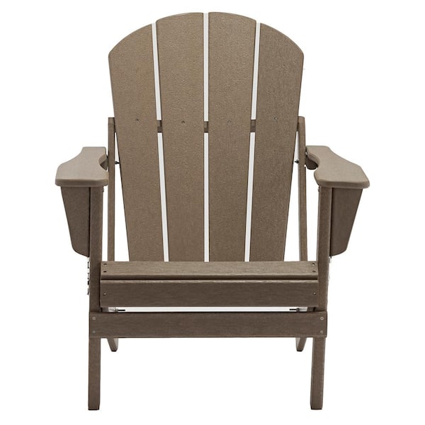 Unbranded Classic Coffee Solid All-Weather Folding Plastic Adirondack Chair