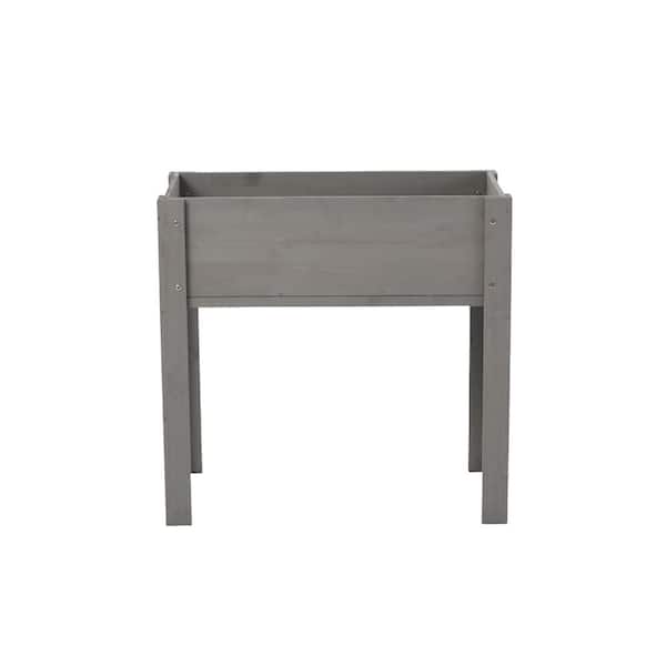 ECOCHIC SPACES INC New Premium 31 in. L x 31 in. W x 16 in. H Grey Wood Rectangular Elevated Planter Box with 4 Legs, Water-Based Coating