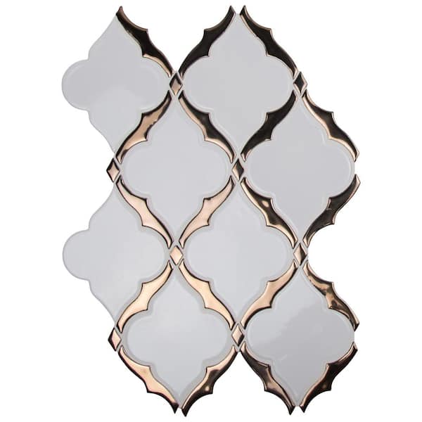 Victorian Light Arabesque 10.83 in. x 15.5 in. Glossy Porcelain Floor and Wall Tile (10.4 sq. ft./Case)